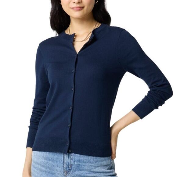 J.Crew Women’s Classic Cotton Cardigan Sweater Navy E5957 Small - Picture 1 of 12